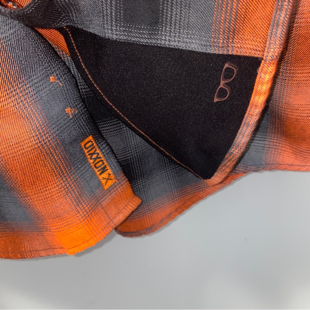 Men’s Large Salem Dixxon Flannel Plaid Button-Up Shirt Long Sleeve Orange Large - Picture 3 of 7